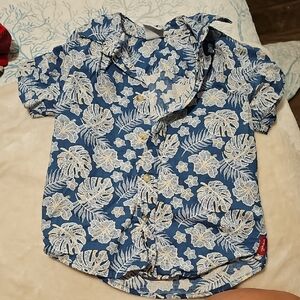 Wrangler Kids Blue Leaf Print Button Down Shirt